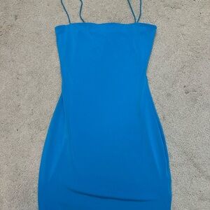 Elegant Blue Spaghetti Strap Dress